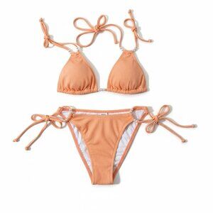 Tashehe Peach Bikini with Pearl Detail Size Medium